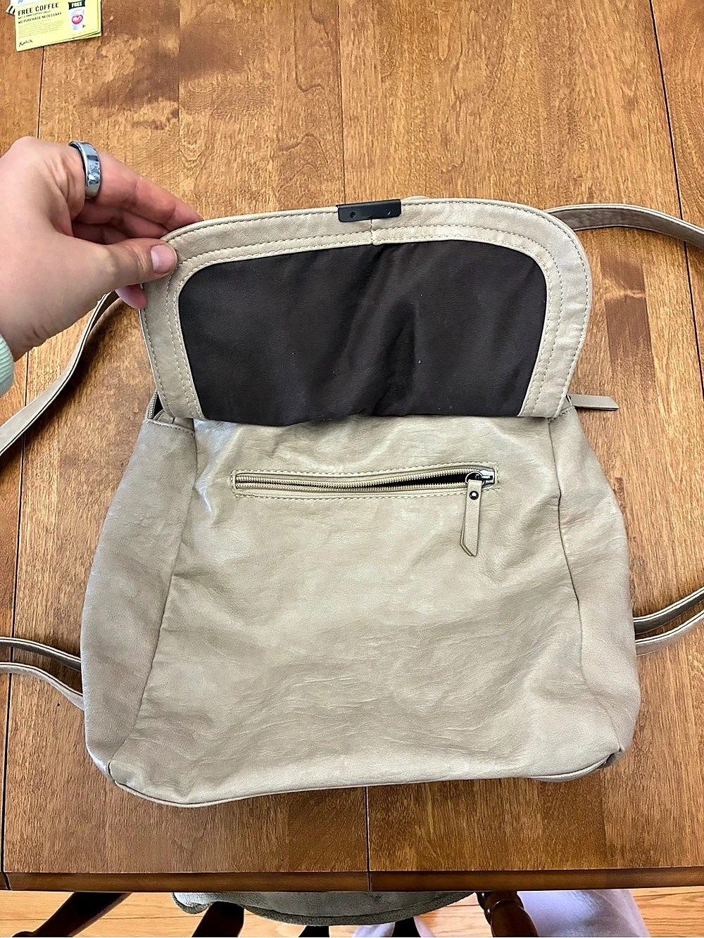 Beige Convertible Backpack - Picture 3 of 4